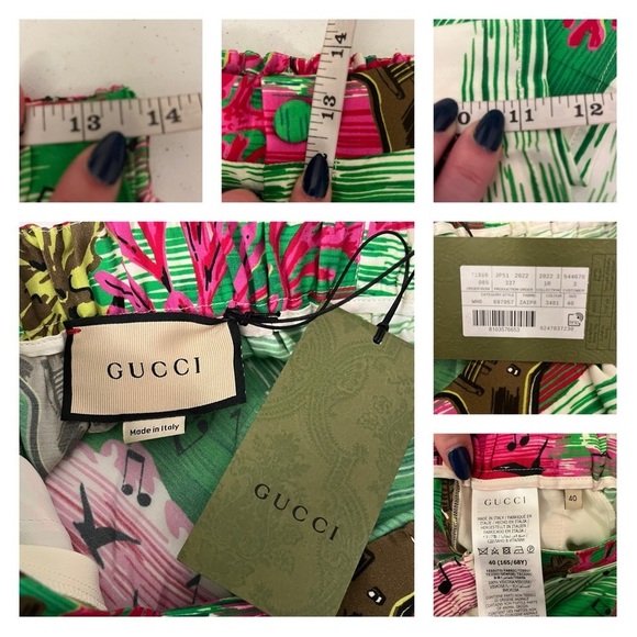GUCCI Bermuda Shorts Green Pink White US 4 EU 40 Beach Surf Guitar NWT New - Picture 16 of 16